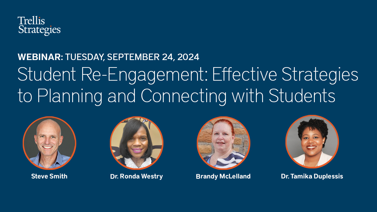 Student Re-engagement effective strategies webinar cover image Trellis Strategies